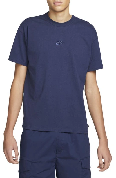 Shop Nike Premium Essential Cotton T-shirt In Midnight Navy