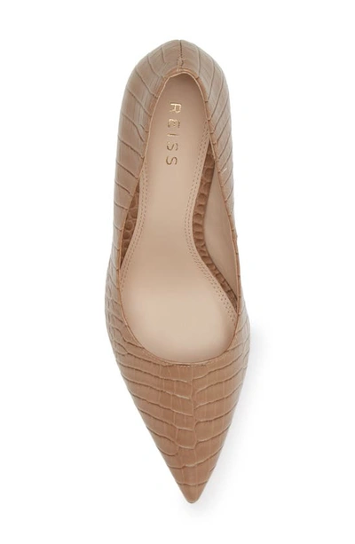 Reiss Elina Embossed Pointed Toe Pump In Soft Truffle