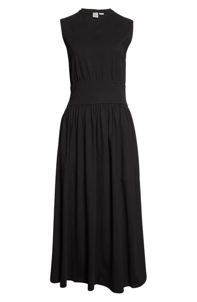 Shop Totême Sleeveless Cotton Midi Dress In Black