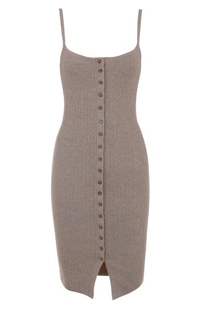 House Of Cb Teva Button-up Sweater Dress In Camel