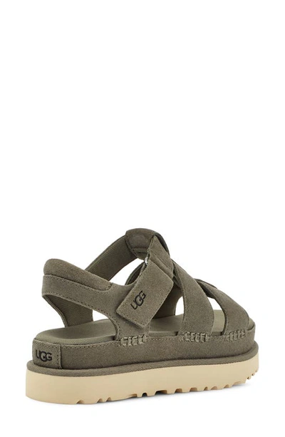 Shop Ugg Goldenstar Strappy Platform Sandal In Moss Green