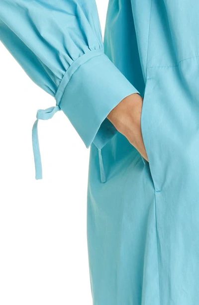 Shop Max Mara Nupar Long Sleeve Cotton Shift Dress In Turquoise