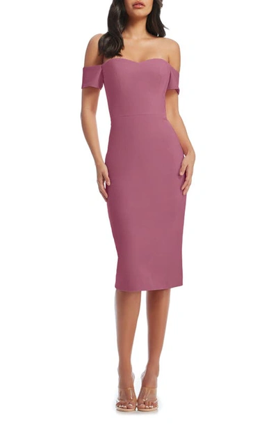 Shop Dress The Population Bailey Off The Shoulder Body-con Dress In Orchid