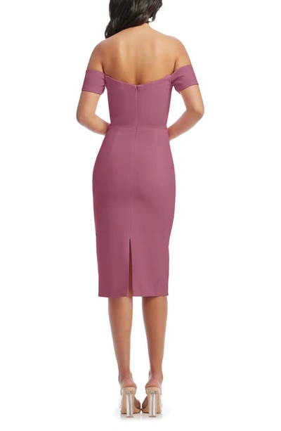 Shop Dress The Population Bailey Off The Shoulder Body-con Dress In Orchid