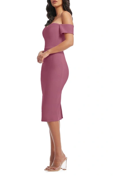 Shop Dress The Population Bailey Off The Shoulder Body-con Dress In Orchid