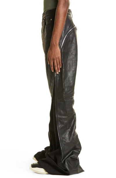 Shop Rick Owens Bolan Banana Zip Calfskin Leather Pants In Black