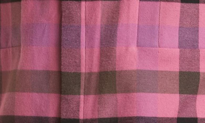 Shop Rick Owens Fogpocket Mixed Media Plaid Overshirt In Hot Pink Plaid/ Fuchsia Plaid