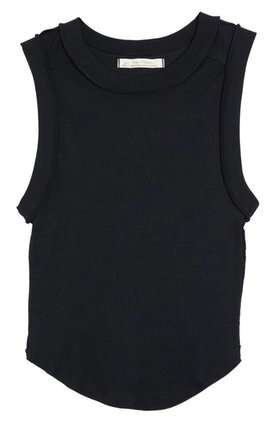Free People Kate Rib Stretch Cotton Tank In Black