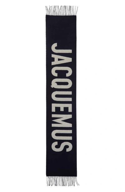 Shop Jacquemus L'écharpe  Wool Scarf In 380 Navy
