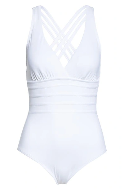 Shop La Blanca Cross Back One-piece Swimsuit In White