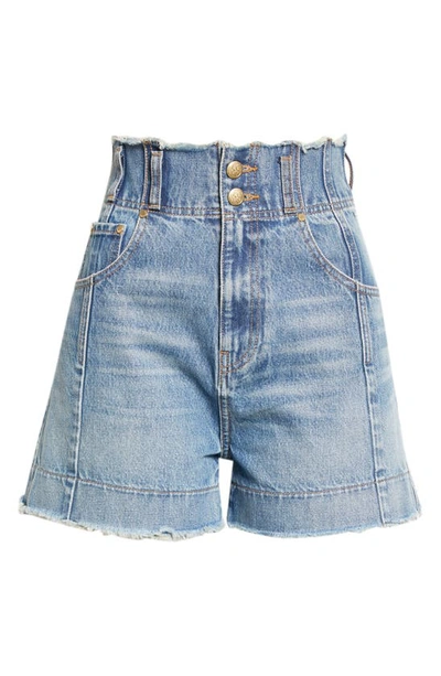 Shop Ulla Johnson Nonstretch Denim Cutoff Shorts In Danube Medium Indigo Wash