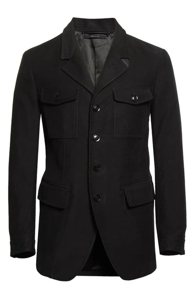 Shop Tom Ford Cotton Moleskin Military Jacket In Black
