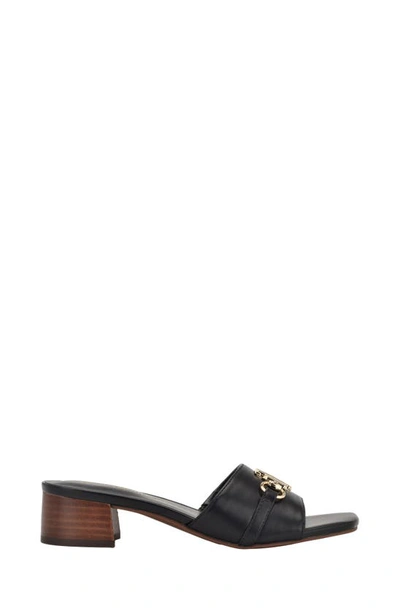 Tommy Hilfiger Pippe Womens Faux Leather Slide Sandals In Black