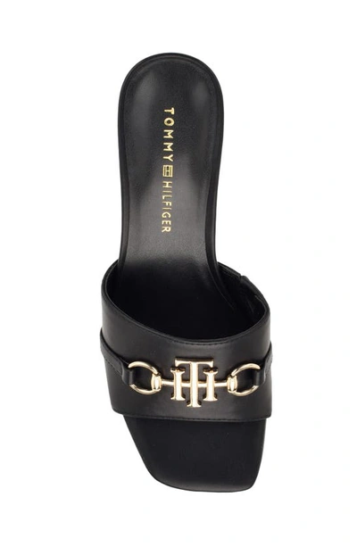 Tommy Hilfiger Pippe Womens Faux Leather Slide Sandals In Black