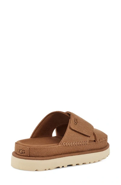 Shop Ugg Goldenstar Crossover Slide Sandal In Chestnut