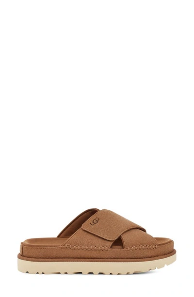 Shop Ugg Goldenstar Crossover Slide Sandal In Chestnut