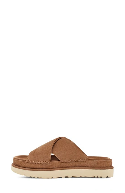 Shop Ugg Goldenstar Crossover Slide Sandal In Chestnut