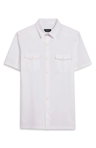 Shop Bugatchi Ooohcotton® Short Sleeve Button-up Shirt In White