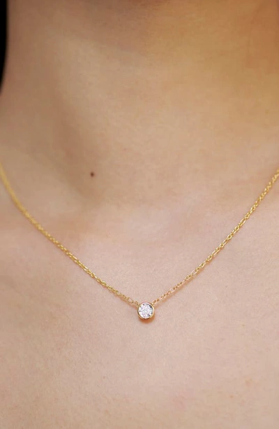 Shop Monica Vinader Diamond Essential Solitaire Necklace In 18ct Gold Vermeil On Sterling