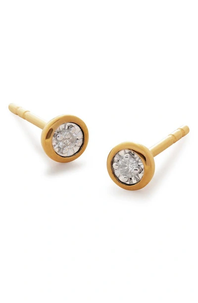 Shop Monica Vinader Essential Diamond Stud Earrings In 18ct Gold Vermeil On Sterling