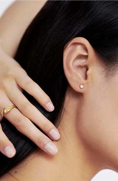 Shop Monica Vinader Essential Diamond Stud Earrings In 18ct Gold Vermeil On Sterling