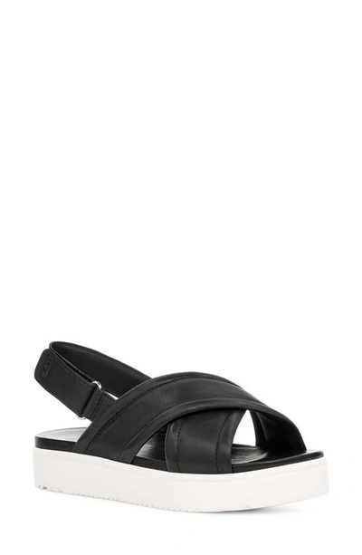 Ugg Zayne Slingback Platform Slide Sandal In Black Leather