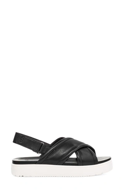 Ugg Zayne Slingback Platform Slide Sandal In Black Leather
