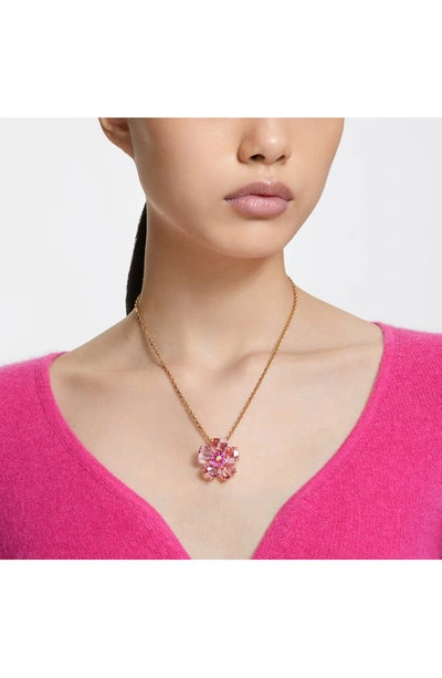 Shop Swarovski Florere Pendant Necklace In Pink