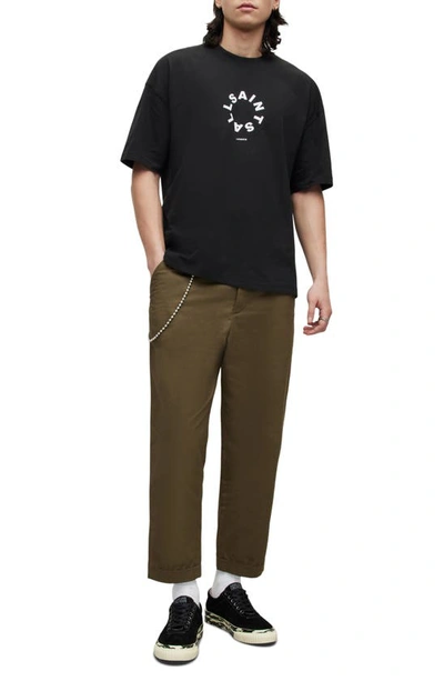 Allsaints Mens Jet Black Tierra Logo-print Relaxed-fit Organic-cotton T-shirt In Jet Black