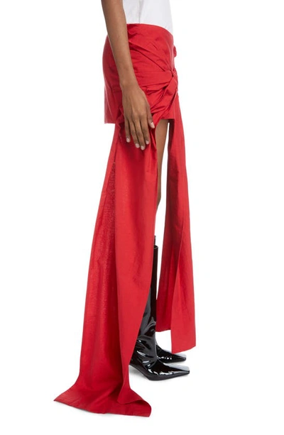 Shop Acne Studios Ibba Oversize Bow Poplin Miniskirt In Cardinal Red