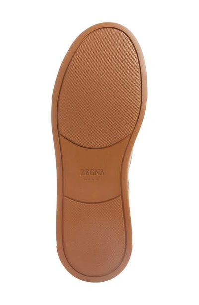 Zegna Baskets Triple Stitch En Cuir De Cerf Foliage In Vicuna