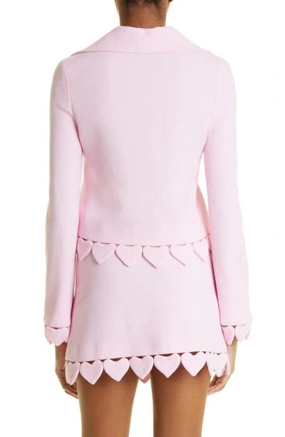 Shop Mach & Mach Heart Trim Crop Wool Jacket In Pink