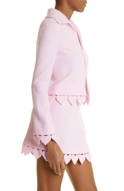 Shop Mach & Mach Heart Trim Crop Wool Jacket In Pink