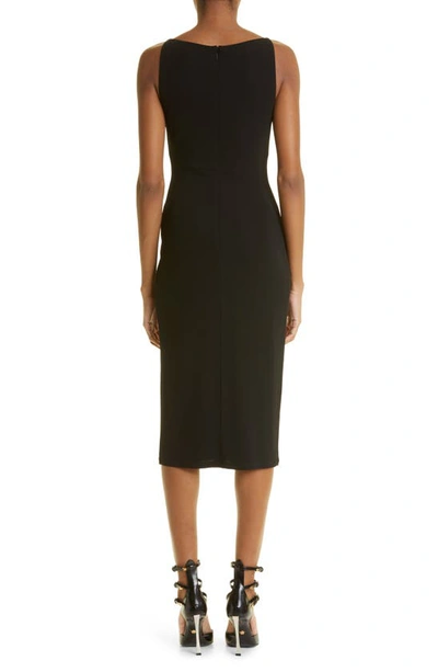 Shop Versace Cowl Neck Jersey Midi Dress In Black