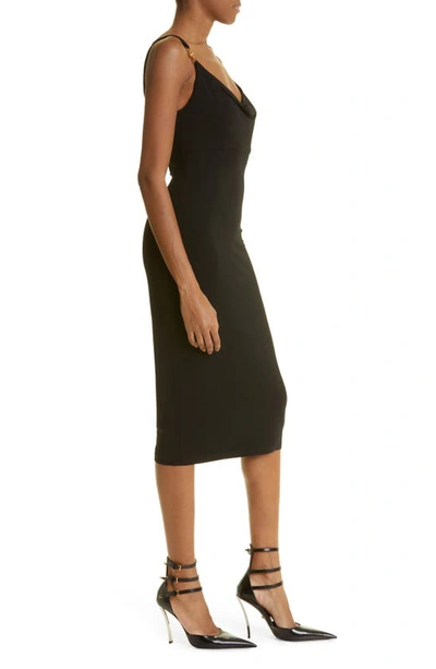Shop Versace Cowl Neck Jersey Midi Dress In Black