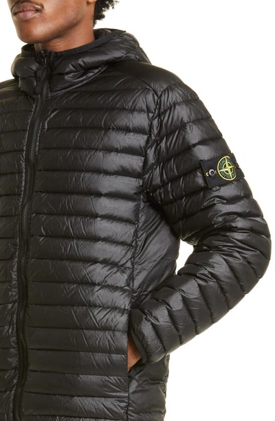 Shop Stone Island Quilted Down Hooded Jacket In Black