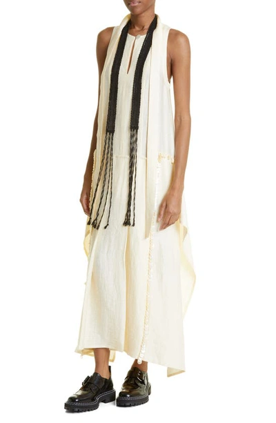 Shop Wales Bonner Desert Linen Blend Maxi Dress In Ivory