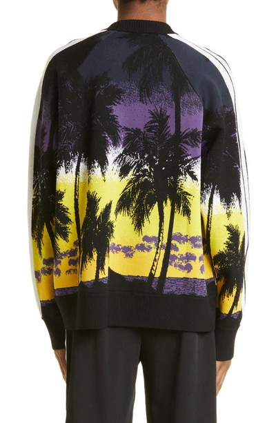 Shop Palm Angels Palm Sunset Jacquard Virgin Wool Sweater In Purple Bl