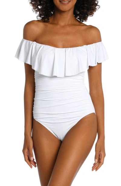 Shop La Blanca Off The Shoulder One-piece Swimsuit In White