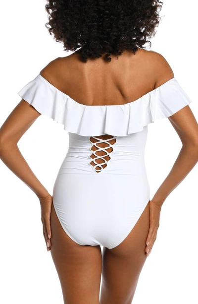 La Blanca Island Goddess Off-the-shoulder One Piece Swimsuit In White