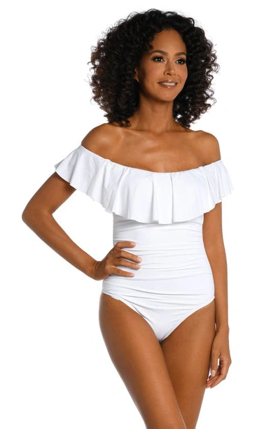 La Blanca Island Goddess Off-the-shoulder One Piece Swimsuit In White
