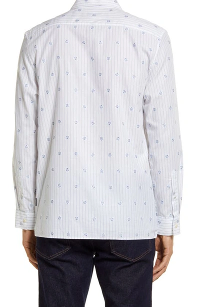 Shop Ted Baker Marshes Flower Stripe Cotton Button-up Shirt In White