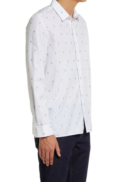 Shop Ted Baker Marshes Flower Stripe Cotton Button-up Shirt In White