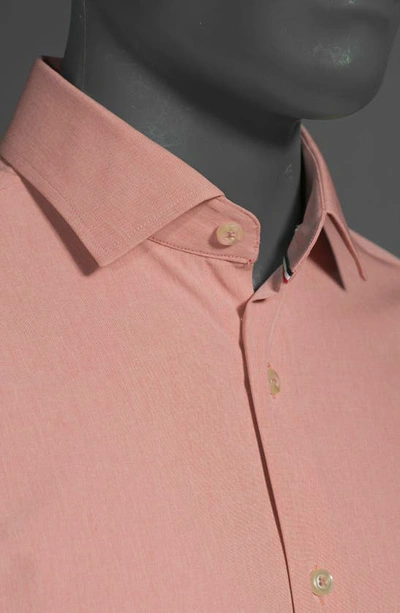 Shop Soul Of London Microfiber Stretch Short Sleeve Button-down Shirt In Pink