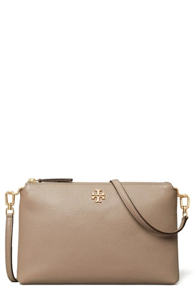 TORY BURCH: Kira Pebbled crossbody bag in textured leather - Beige