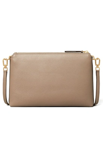 Tory Burch Kira Small Pebbled Leather Top-zip Crossbody In Gray Heron