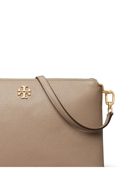 Tory Burch Kira Small Pebbled Leather Top-zip Crossbody In Gray Heron