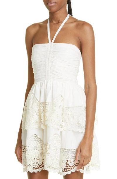 Shop Ulla Johnson Savannah Linen & Cotton Tiered Dress In Ivory
