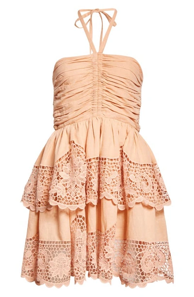 Shop Ulla Johnson Savannah Linen & Cotton Tiered Dress In Azalea