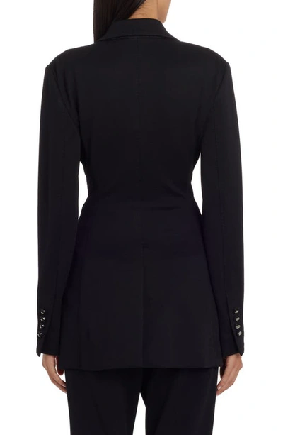 Shop Dolce & Gabbana Double Breasted Jersey Blazer In Black